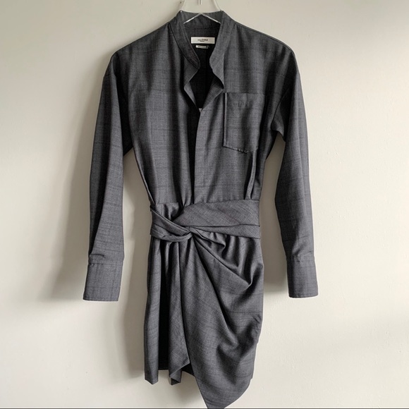 Isabel Marant Nolla Grey Knotted dress virgin wool - Picture 7 of 16